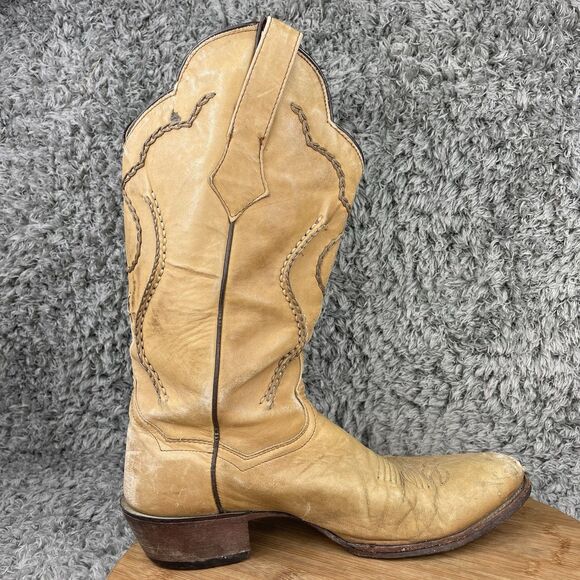 Dan Post Albany Western Cowboy Boots Men’s 9.5 D Tan Beige Leather DP26690 - Picture 5 of 10